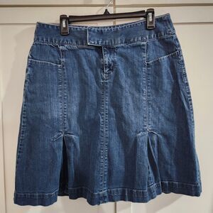 Lane Bryant Womens 14 Cotton Stretch Blue Denim Skirt Y2K Skater Peasant